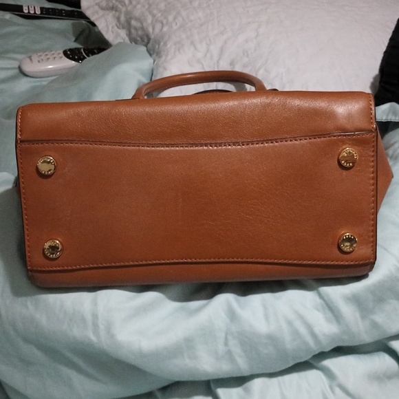 Michael Kors Hamilton Leather Satchel Handbag Caramel Brown Color - Picture 5 of 16